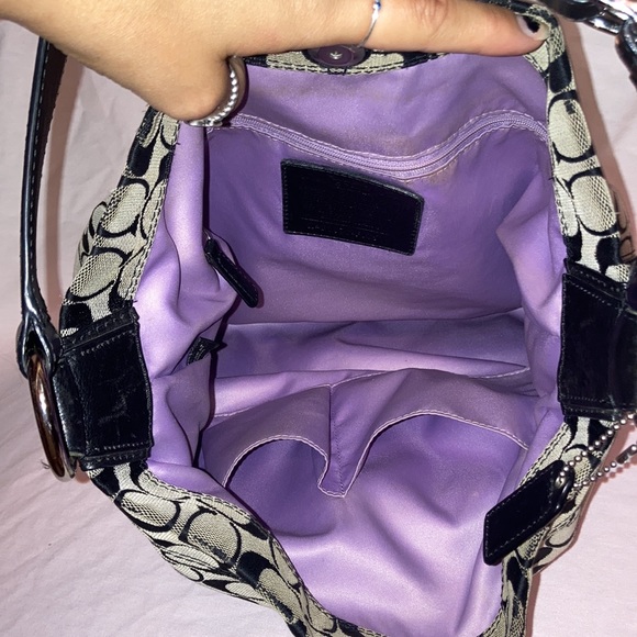 Classic Black Coach Signature C handbag • approx 12” x 14” - Picture 7 of 12